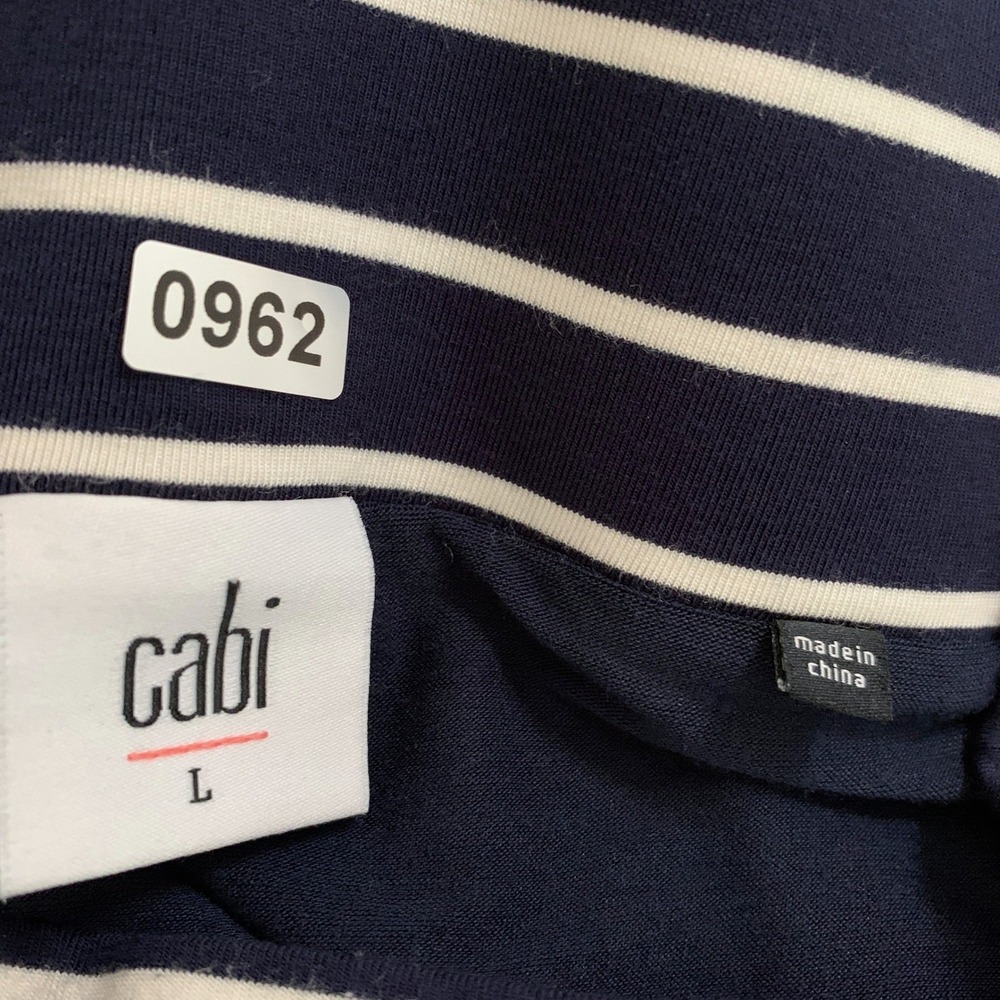 Cabi Handkerchief Hem Skirt Women Size L Navy White Striped Asymmetrical Pull On - Picture 3 of 9